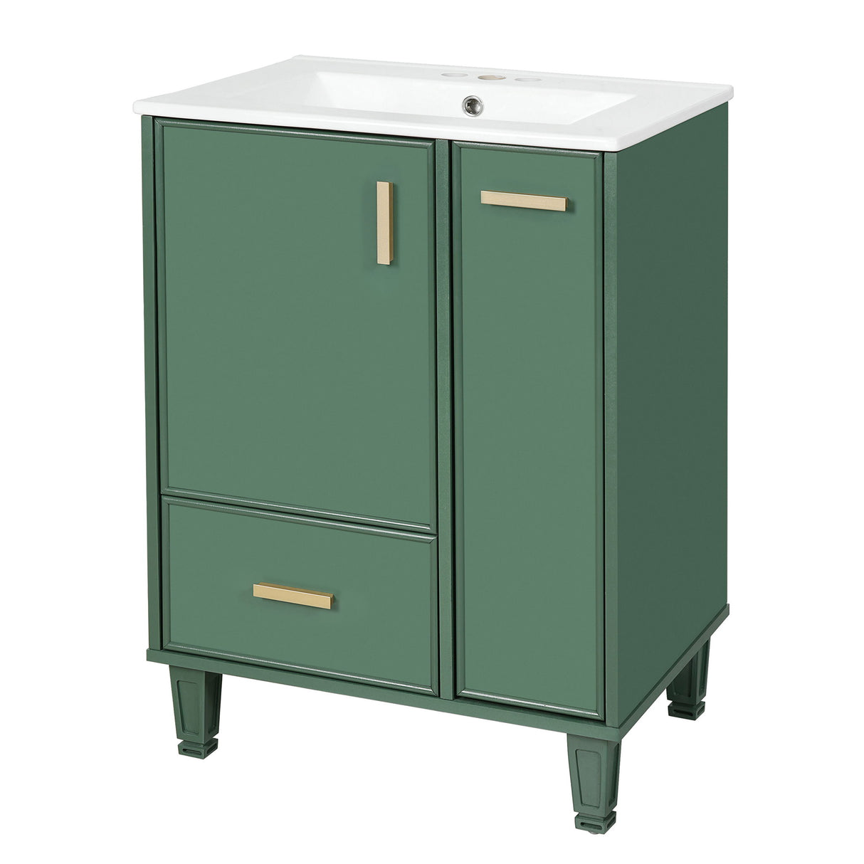 Bathroom Vanity With Sink, Deep Drawer, Door Shelf, 2 Tier Basket