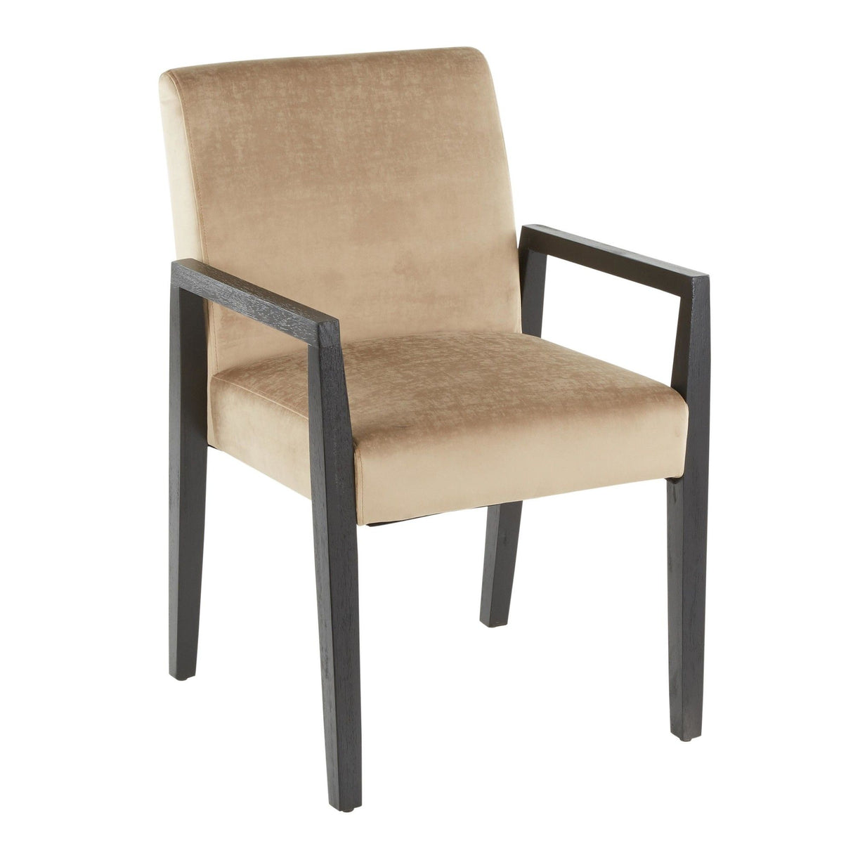 Carmen - Arm Chair - Black Wood And Crushed Light Brown Velvet (Set of 2)
