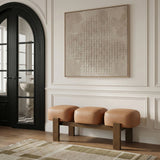 Woodcrest - Vegan Leather Upholstered Bench - Painted Brown Walnut Base
