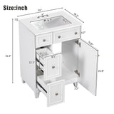 Transitional Style Bathroom Vanity Cabinet With Ceramic Sink