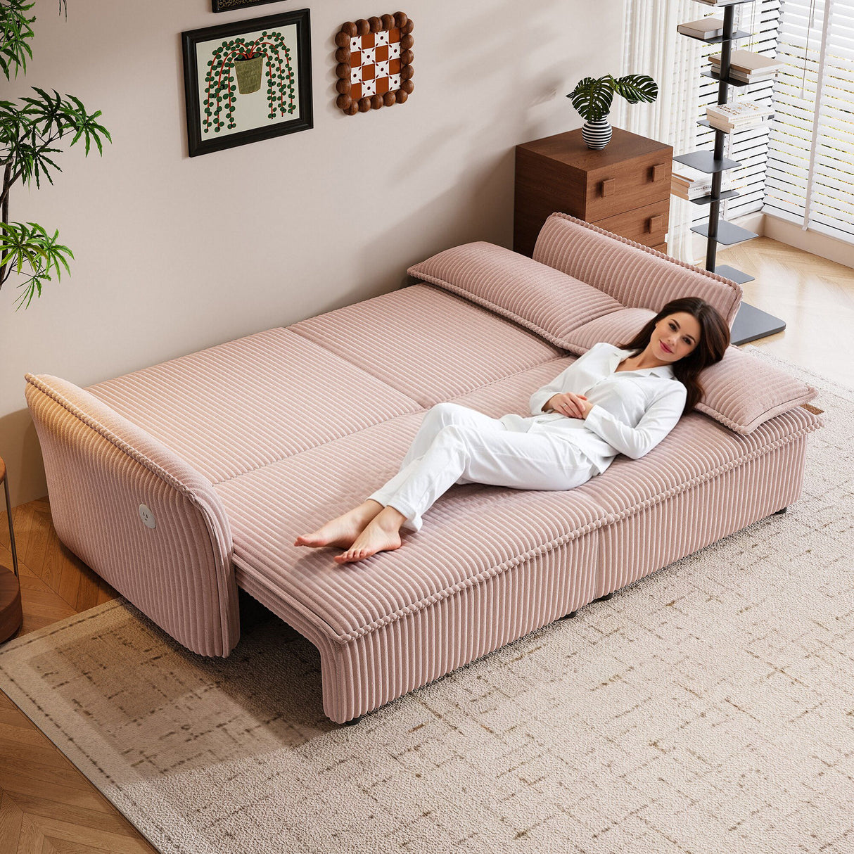 2 In 1 Convertible Sofa Bed, Multi Functional Living Room Furniture