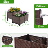 Raised Garden Beds Outdoor, Planter Boxes Outdoor For Vegetables, Flowers, Herbs, Garden Box With Drain Outlet, Heat And Frost Resistant Planters - Black / Brown