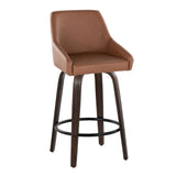 Hannah - 26" Fixed-Height Counter Stool With Swivel And Round Black Metal Footrest (Set of 2) - Walnut Glazed Wood