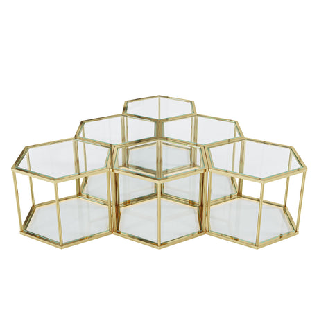 Modern Coffee Table With Double Layer Tempered Glass And Polygonal Design
