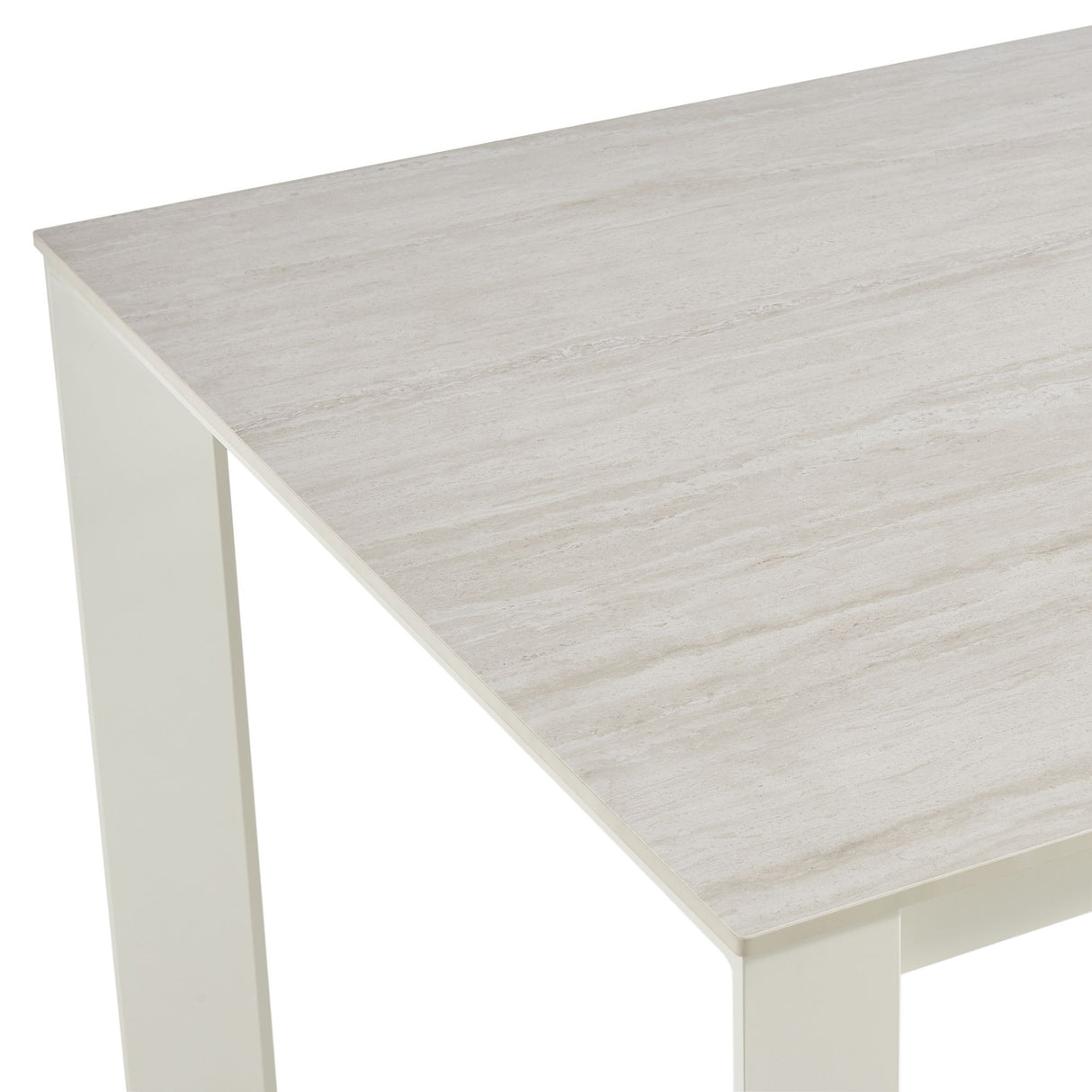 Breeze - Powder Coated Metal Rectangle Outdoor Dining Table With Sintered Stone Table Top - Cream