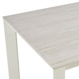 Breeze - Powder Coated Metal Rectangle Outdoor Dining Table With Sintered Stone Table Top - Cream