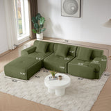 L Shaped Modular Sectional Sofa Corduroy And Movable Ottoman
