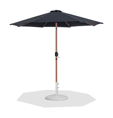 Fiji - Aluminum Patio Umbrella With Round White And Teak Base