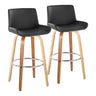Santi - 30" Fixed-Height Barstool With Swivel And Round Chrome Metal Footrest (Set of 2) - Zebra Wood