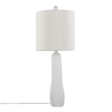 Pearl - 29" Polyresin Table Lamp (Set of 2) - Matte White Poly, Natural Shell And White Linen Shade from Grandview Gallery