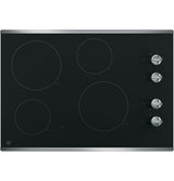 GE JP3030SWSS 30-inch electric cooktop, front view