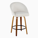 Matisse - 26" Highback Fixed-Height Counter Stool With Swivel And Round Black Metal Footrest (Set of 2) - Walnut Wood