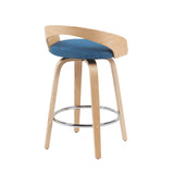 Sonia - Modern Swivel Counter Height Bar Stool - Patterned Oak Wood Finish