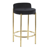 Chloe - Contemporary Counter Stool (Set of 2) - Gold Metal And Black Velvet