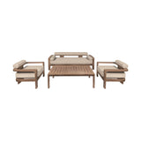 Relic - 4 Piece Outdoor Patio Conversation Set - Weathered Eucalyptus / Taupe
