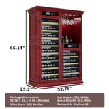 Wine Cooler With Dual Zone Temperature Control, Vacuum Insulated Door, LED Lighting, 158 Bottle Capacity - Cherry