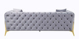 Jelanea - Sofa With 2 Pillows - Gray Velvet & Gold
