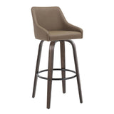 Hannah - 30" Fixed-Height Barstool With Swivel And Round Black Metal Footrest (Set of 2) - Walnut Glazed Wood