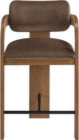 Cedra - Velvet Performance Fabric Upholstered Counter Stool - Brown Frame