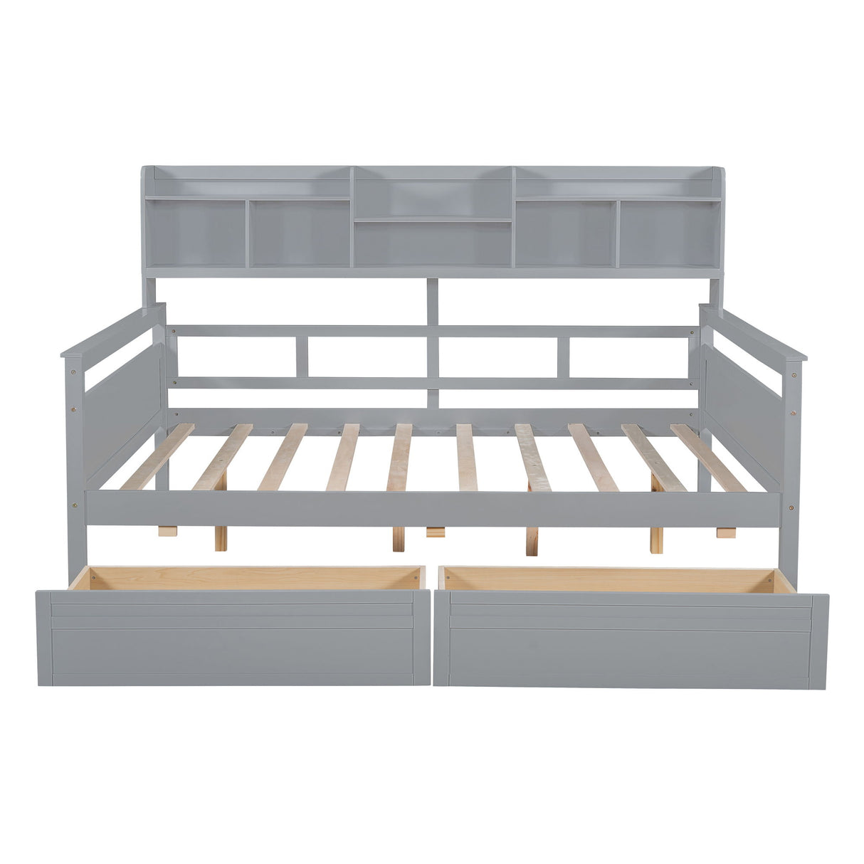 Daybed, Slat Support, With Bedside Shelves And 2 Drawers