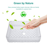 Rectangle Vessel Sink With Diamond Texture With Pop Up Drain (No Faucet) - White