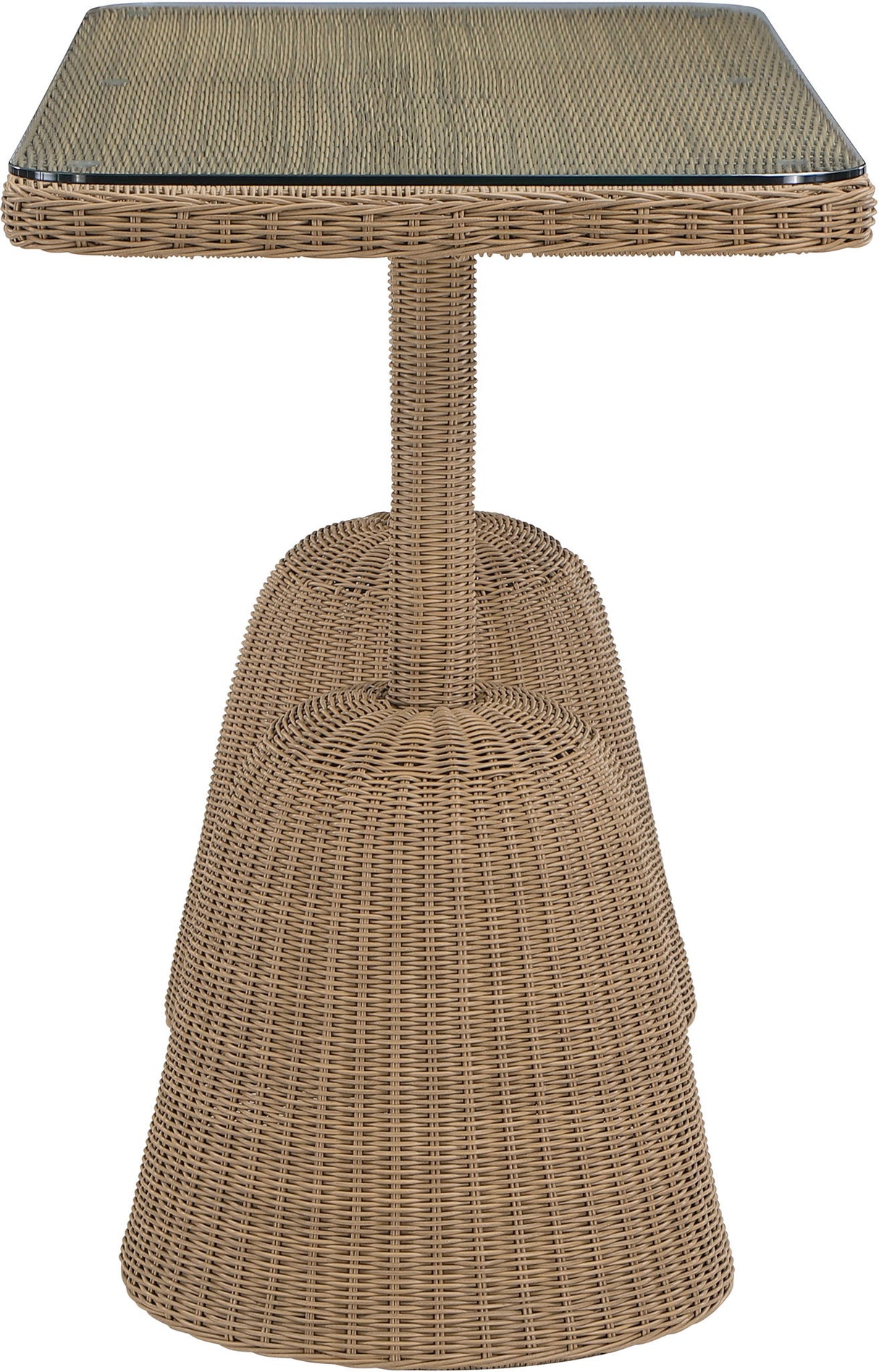 Seacrest - Tempered Glass Top And Wicker Outdoor Patio Bar Height Table