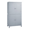 Elegant Bathroom Floor Storage Cabinet With 4 Doors, Adjustable Shelves