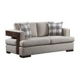 Niamey - Loveseat With 2 Pillows - Fabric & Walnut