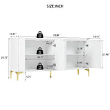 Modern 4 Door Sideboard With Creative Carved Surface And Adjustable Shelves