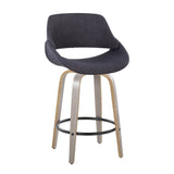 Fabrizzi - 26" Fixed-Height Counter Stool With Swivel And Round Black Metal Footrest (Set of 2) - Light Gray Wood