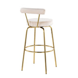 Rhonda - Modern / Glam Fixed-Height Swivel Barstool (Set of 2) - Gold Metal And Cream Velvet
