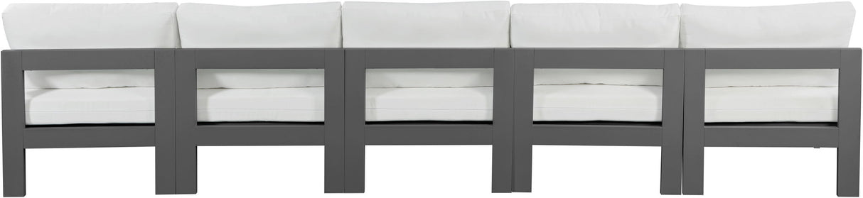 Nizuc - Outdoor Patio 5 Seat Modular Armless Sofa With Gray Frame