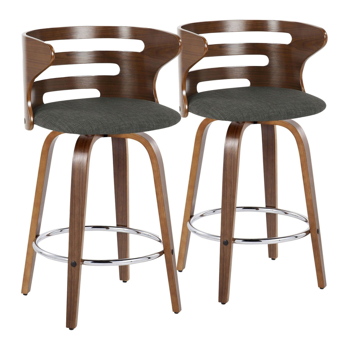 Cosi - Fixed-Height Swivel Barstool (Set of 2) - Walnut Frame