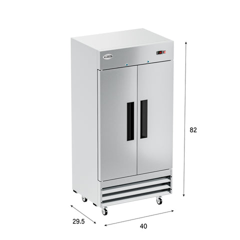 39 in. Commercial Stainless Steel 2-Door Reach-In Refrigerator, 30 cu. ft. RIR-2D-SS35C
