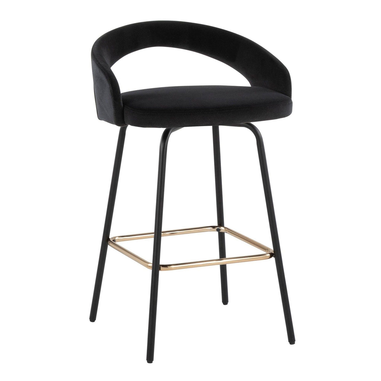 Grotto - Upholstered Fixed-Height Counter Stool - Black Metal
