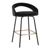 Grotto - Upholstered Fixed-Height Counter Stool - Black Metal