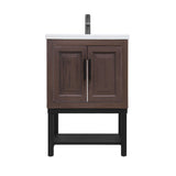 Modern Freestanding Bathroom Vanity With Ceramic Sink, Hot And Cold Faucet, Storage Cabinet & Open Shelf