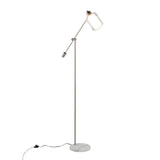 Marcel - Floor Lamp - White Marble And Nickel Metal With Clear And Frosted Glass Shade