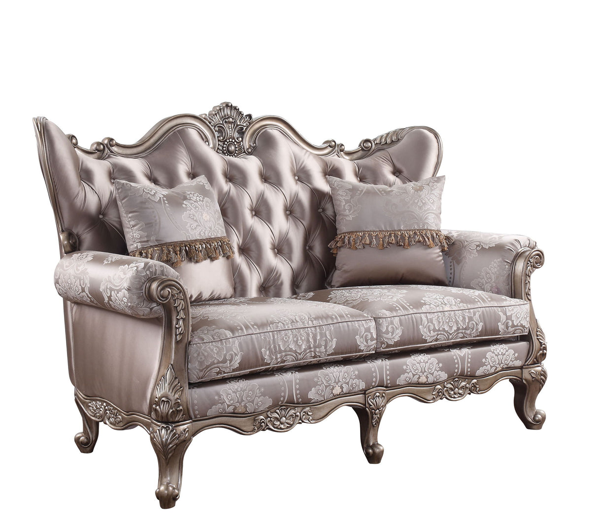 Jayceon - Loveseat With 2 Pillows - Fabric & Champagne