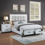 Bedroom Set, Bed With Drawers And Upholstered Headboard LED Lighting