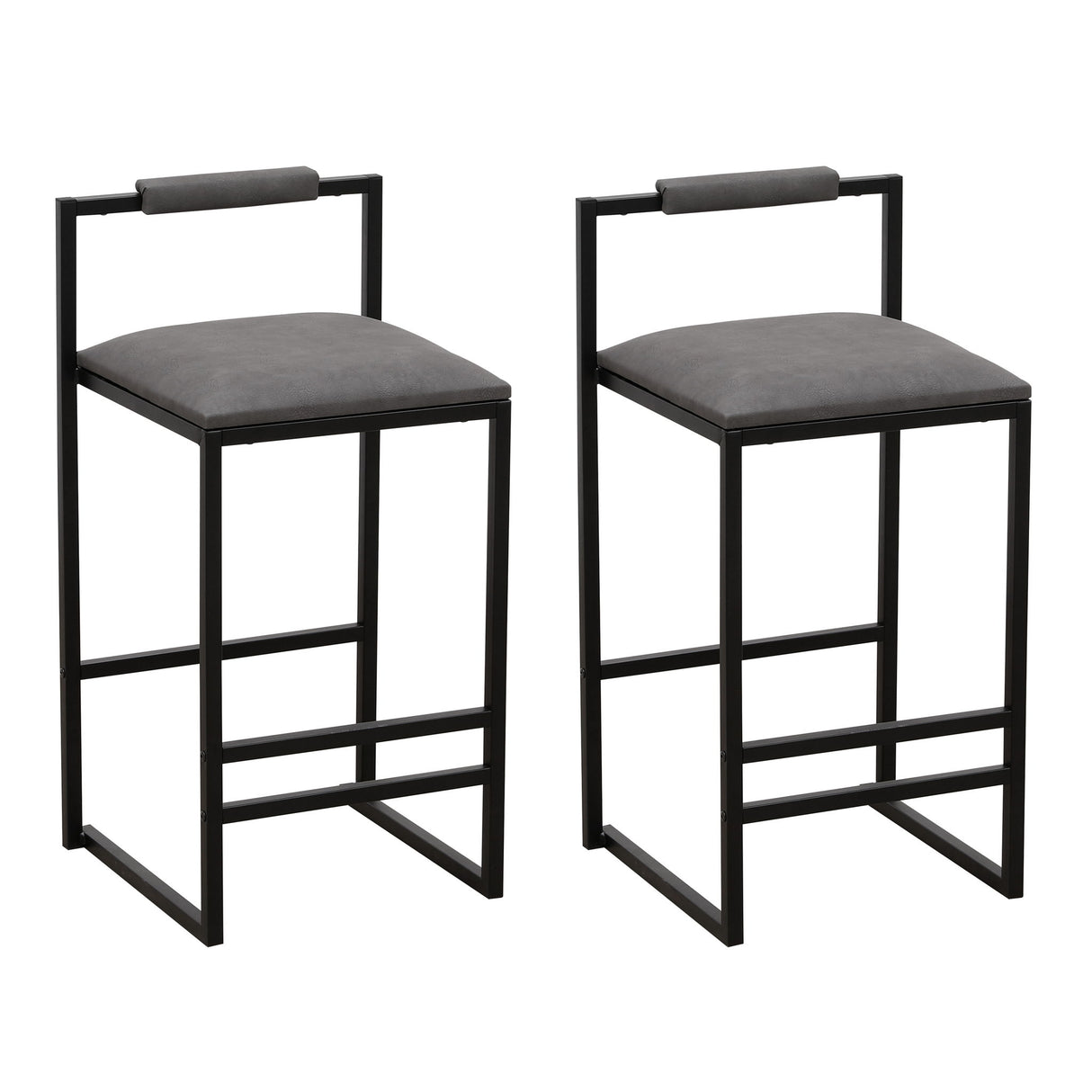 Elegant Bar Stool Set With Backrest And Footrest, Counter Height (Set of 2)