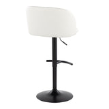 Fran - Adjustable Barstool (Set of 2) - Black Metal, White Faux Leather