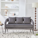 Open Back Loveseat Settee With 3 Pillows