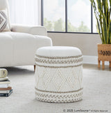 Tahoe - Pom Pom Ottoman - Beige Wool
