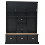 Entryway Hall Tree With Bench And Storage, 5 In 1 Coat Rack