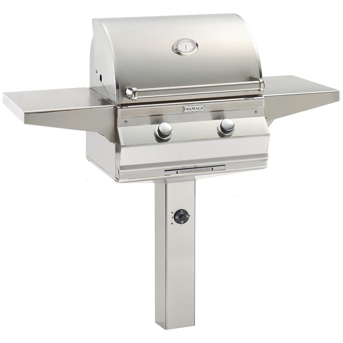 Fire Magic Choice C430S 24-Inch Natural Gas Grill With Analog Thermometer On In-Ground Post - C430S-RT1N-G6