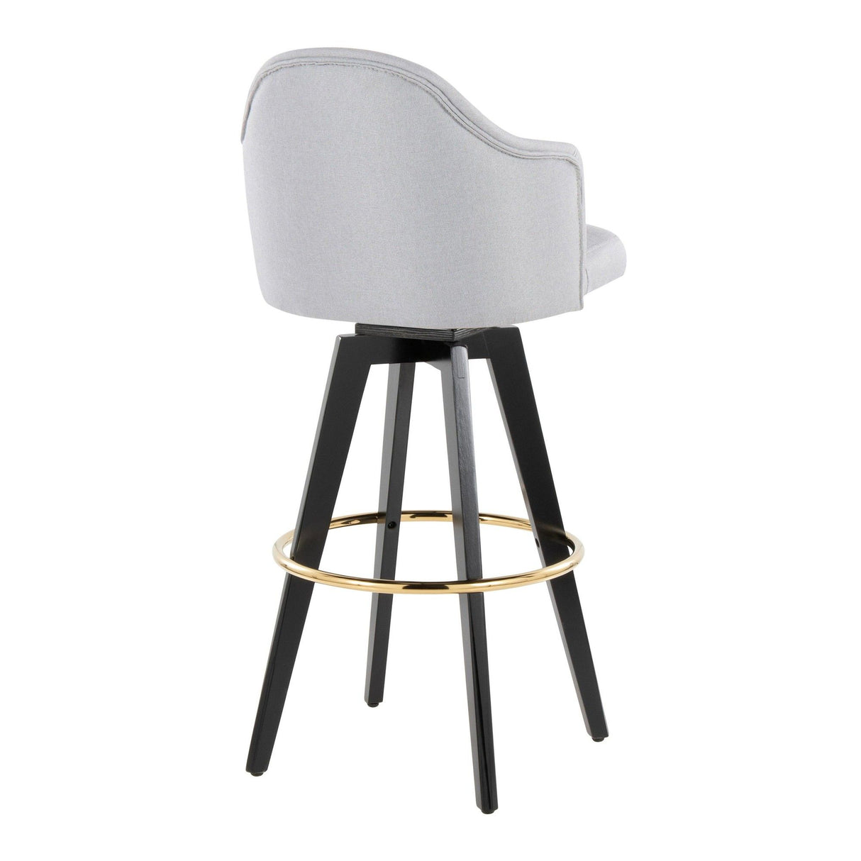 Ahoy - Upholstered Fixed-Height Barstool (Set of 2) - Black Base, Gold Footrest
