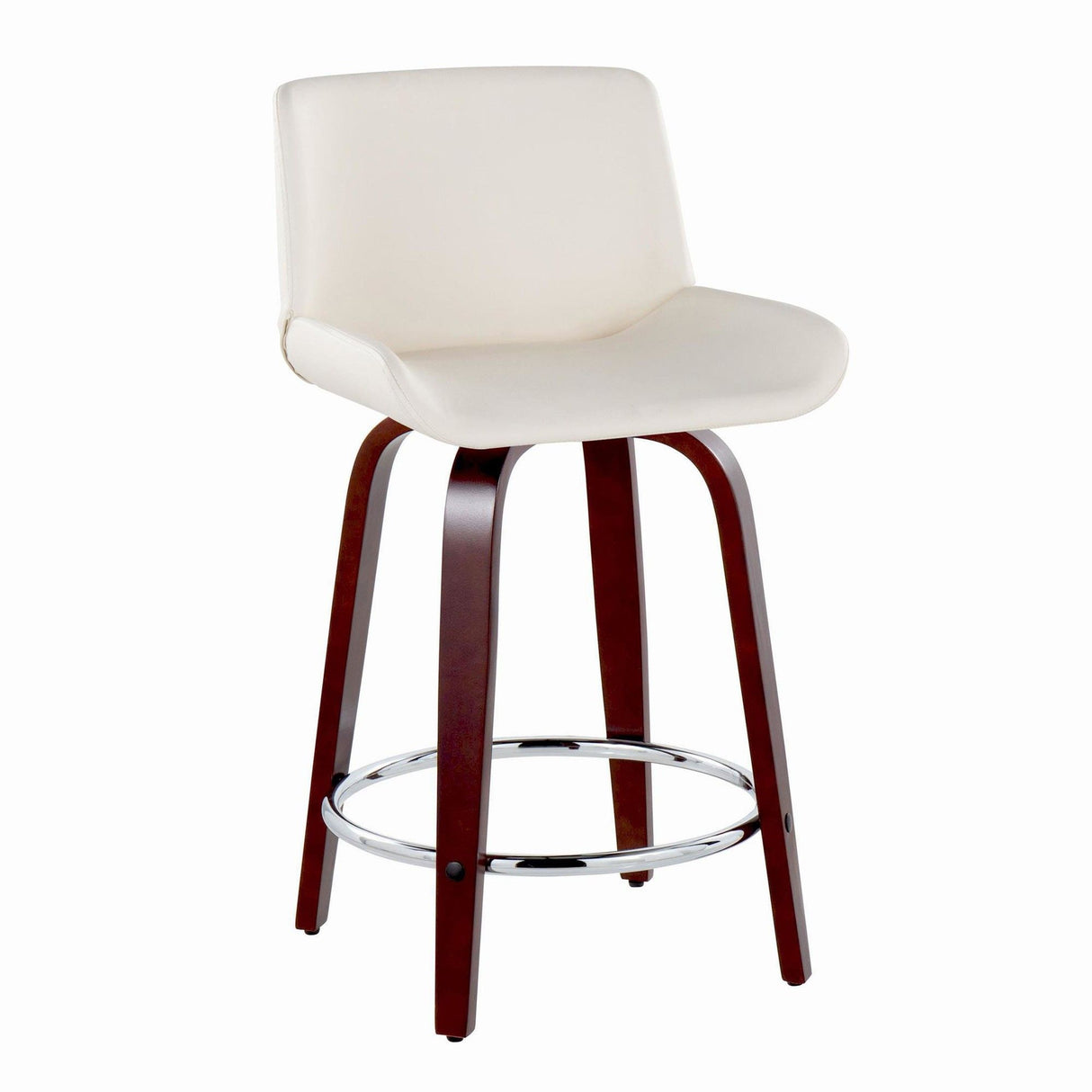 Santi - 24" Fixed-Height Counter Stool With Swivel - Mahogany Wood (Set of 2)