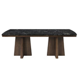 Estella - Dining Table With Marble Top - Black Natural Marble Top & Walnut