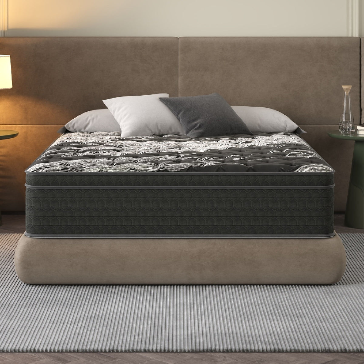 12" Medium Firm Euro Top Hybrid Mattress With Cooling Cover & Individual Coil Support